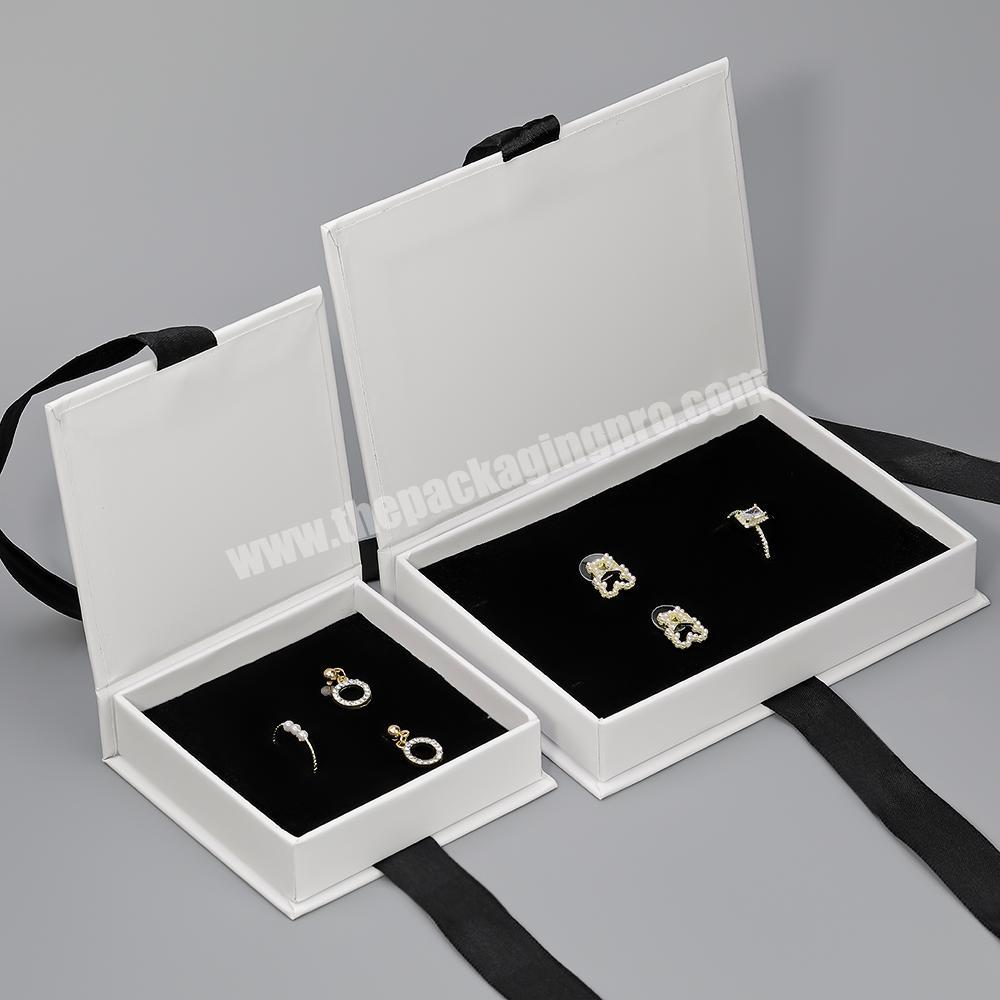 Customizable Design Jewellery Packaging Ribbon Decorative Cardboard Clamshell Book Shaped Storage Box