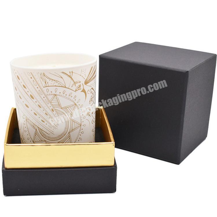 Customizable Design Textured Luxury Personalized Aromatherapy Black Square Candle Boxes With Lids