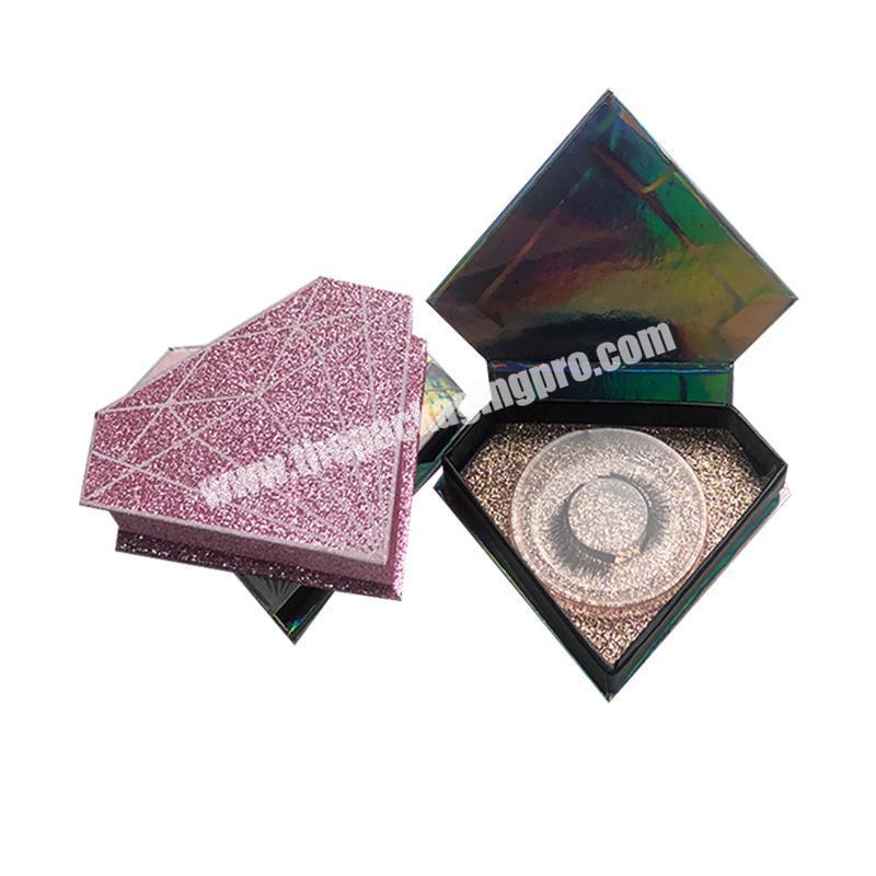 Wholesale New Luxury Aesthetic Holographic Empty False Eyelash Box Container Private Label Diamond Eyelash Packaging Box