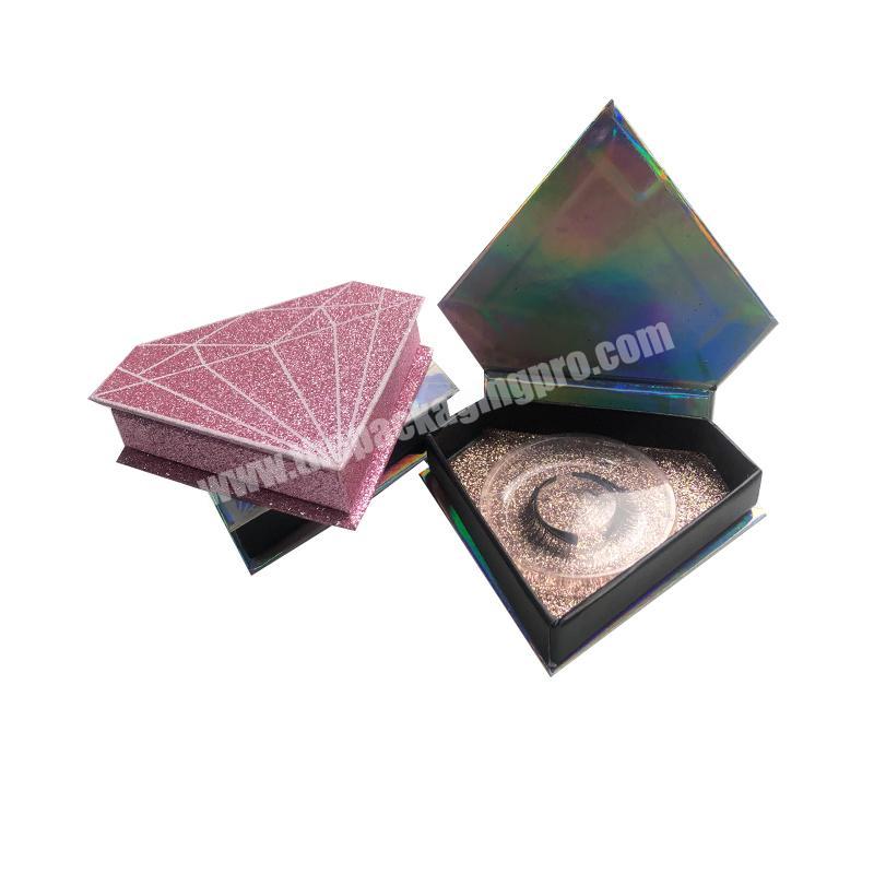 Empty Diamond False Eyelashes Packaging Box Fashion Personality Lashes Boxes Faux Strip Diamond Shape Box Case