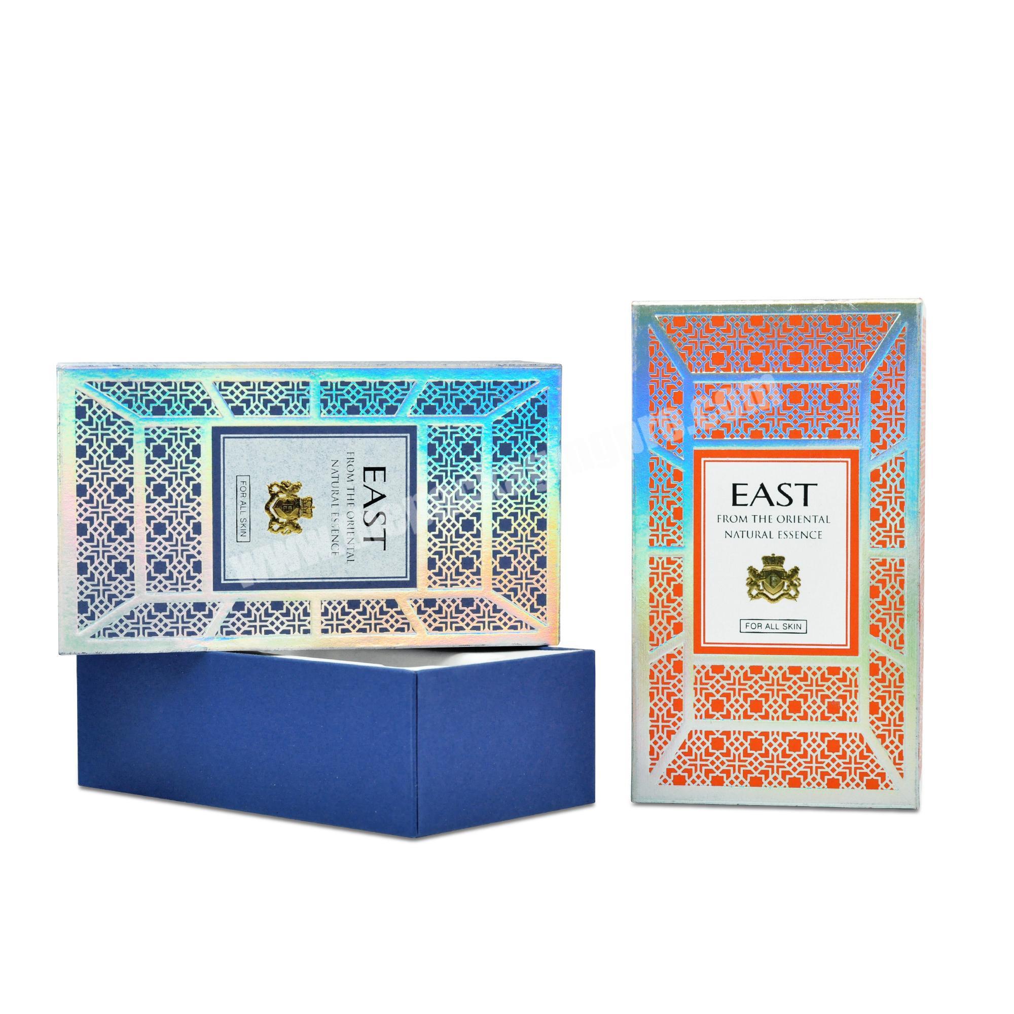 Customize 3D hot stamping Logo printing perfume box with grey board Luxury recyclable cosmetic box wholesale