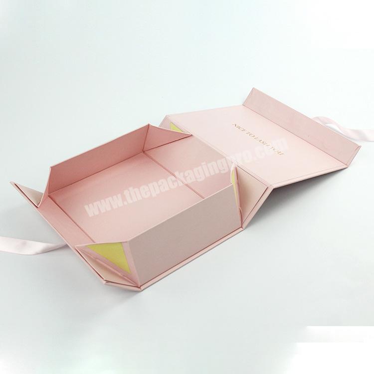 Customized Pink Large Foldable Magnetic Closure Packaging Paper Gift box With Lid
