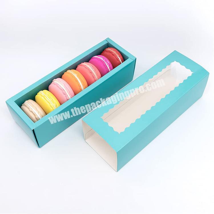 Customized Rigid Clear Top Flat Window Cardboard Paper Macarons Dessert Box with Insert