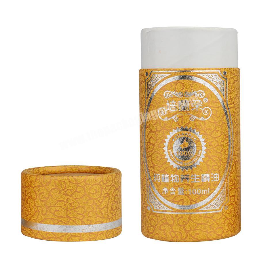 Customized logo silver foil printing yellow color biodegradable paper tube custom cylindrical cylinder round box