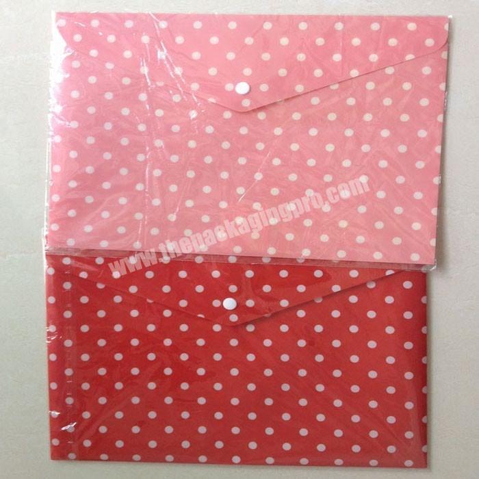 Cute design plastic envelope folder,plastic snap file folder