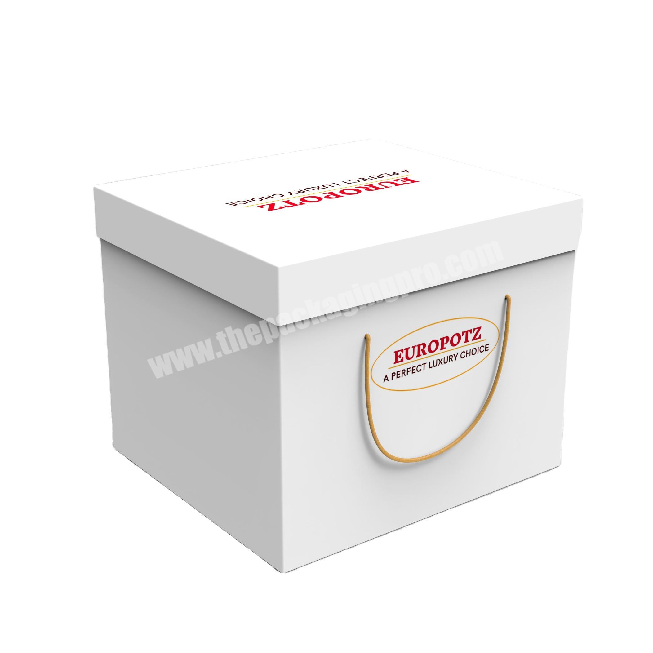 Eco Friendly Custom  Corrugated paper Boxes Lid And Bottom Rigid Paperboard  Box  With rope handle
