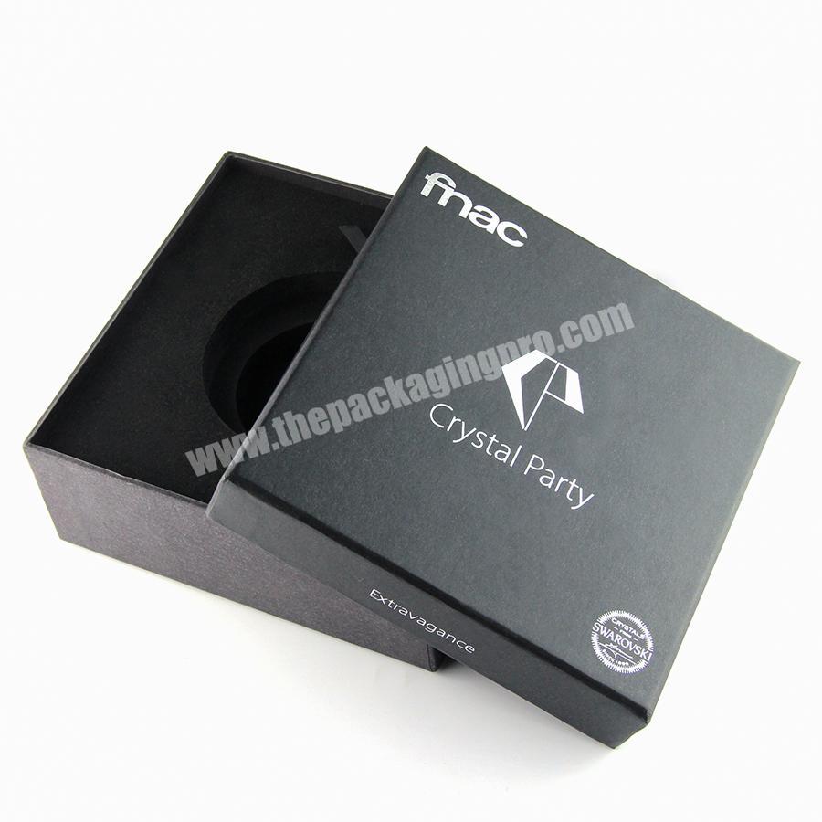 Eco Friendly Fancy Cheap Heigh Quality Embalaje Cajas Square Flat Hard Black Constom Logo Recycle Paper Box Packaging With Lid