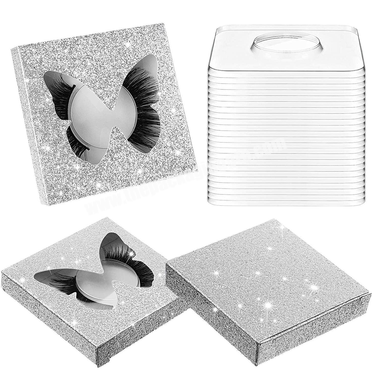 Eco-Friendly Foldable Soft Paper Glitter False Eyelashes Cosmetic Packaging Box With Butterfly Window