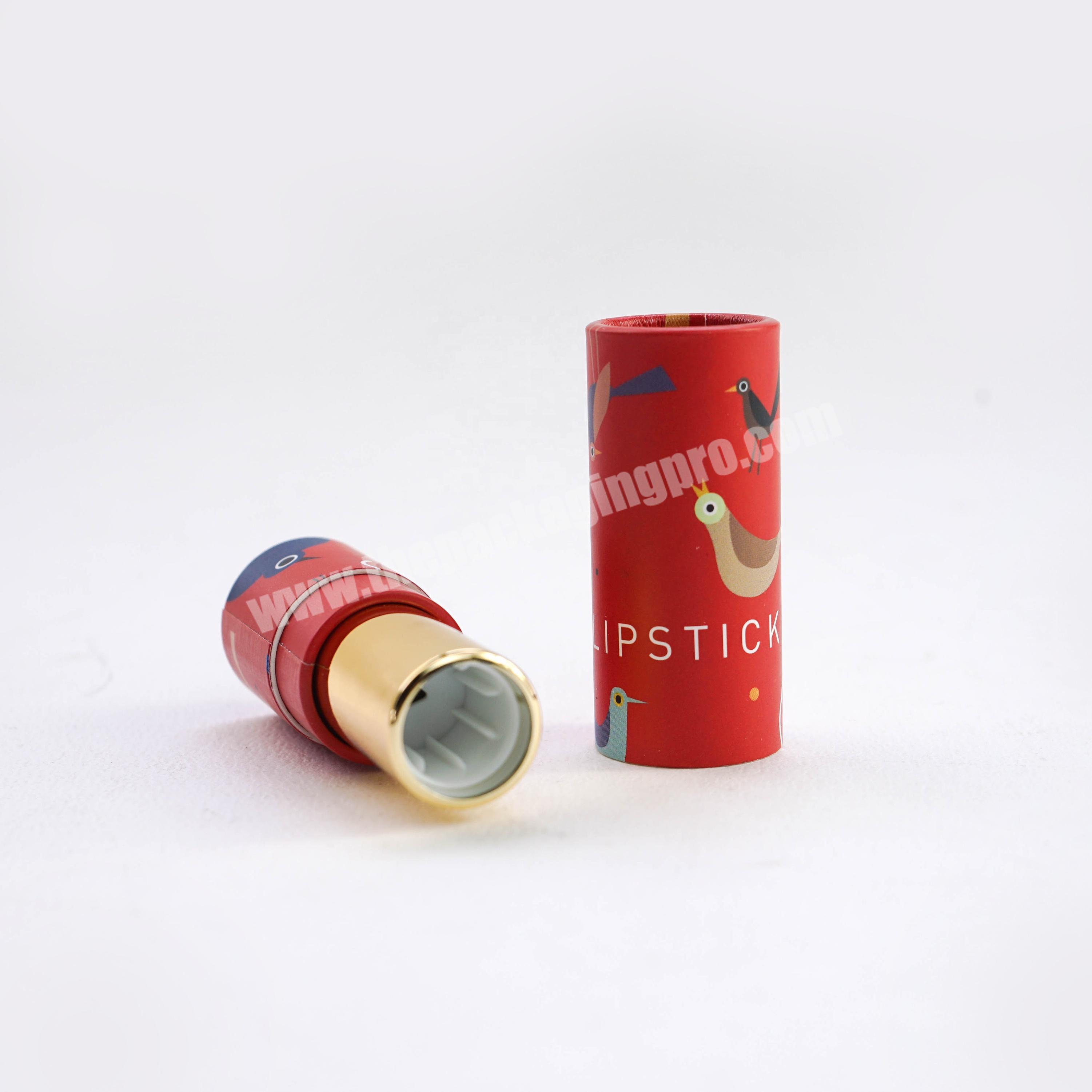 Eco Friendly Lipstick Tube In Custom Logo Print Push Up Paper Tube For Lip Balm