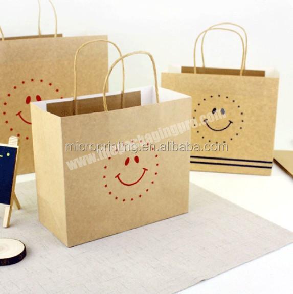 Eco friendly Kraft Custom Carry Craft Printed Shopping Brown Kraft Paper Bag