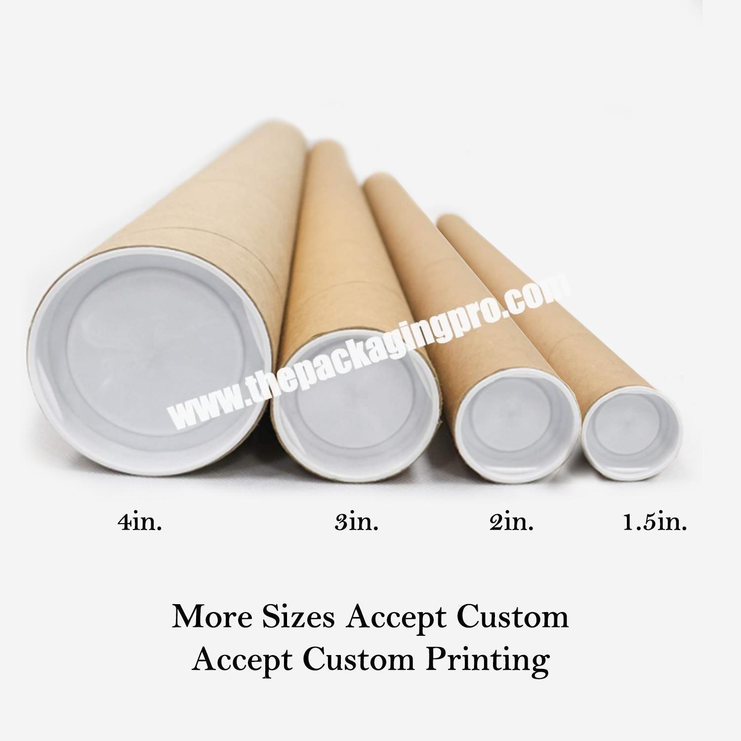 Wholesale Cardboard Shipping Poster 18inch 32 inch Long Cardboard Tube  Study Printing End Plastic Lid Kraft