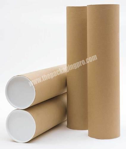 Eco-friendly Kraft Paper Round Poster Map Cylinder Mailing Packaging Tube With Plastic Lid