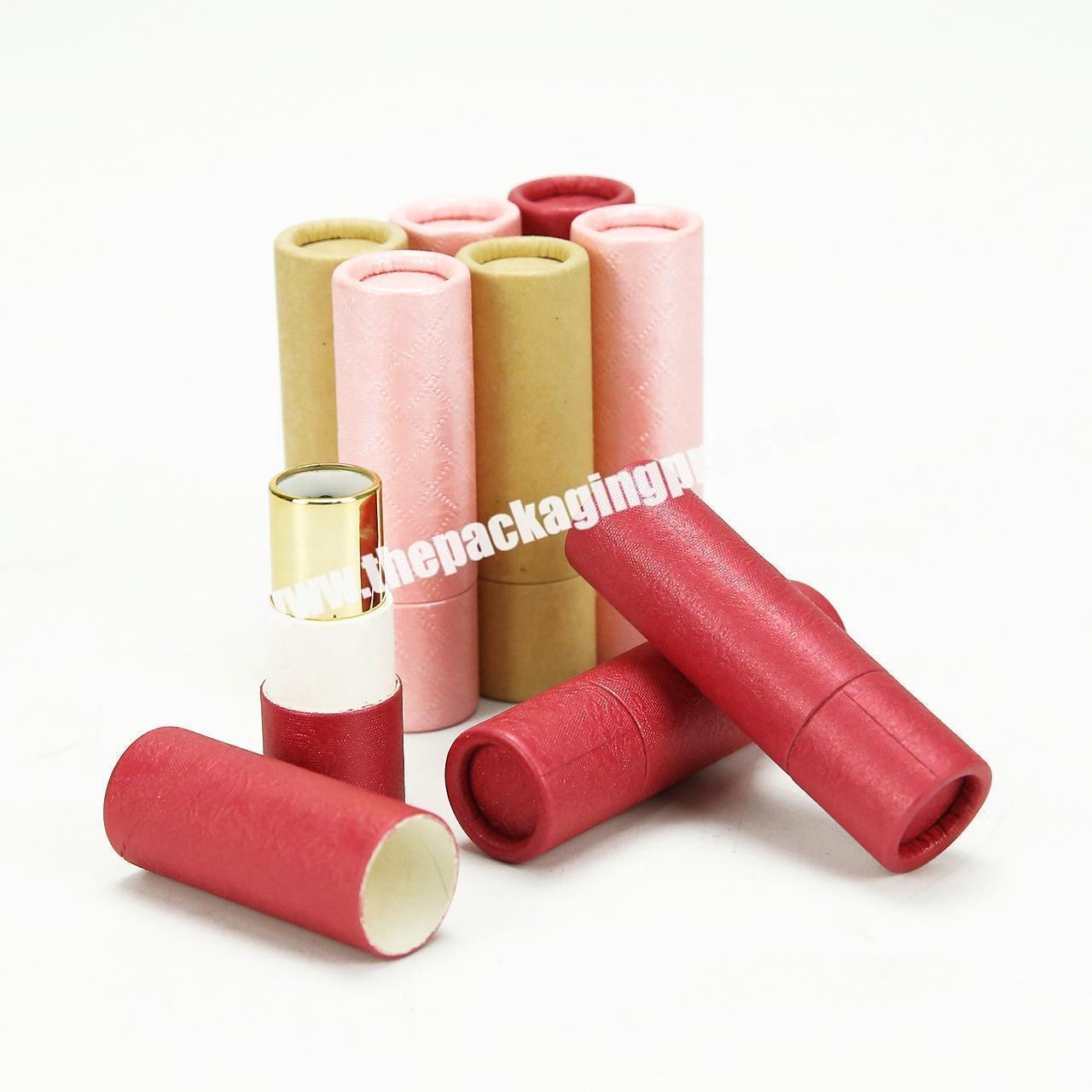 Stock mini eco packaging kraft paper empty red lipstick tube
