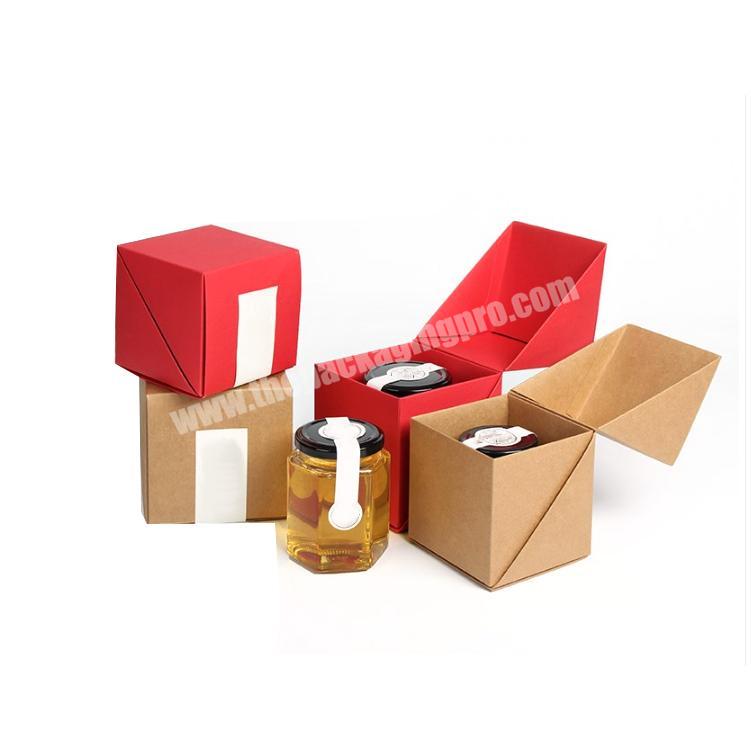 Elegant kraft paper cardboard packaging cube recyclable honey folding gift box