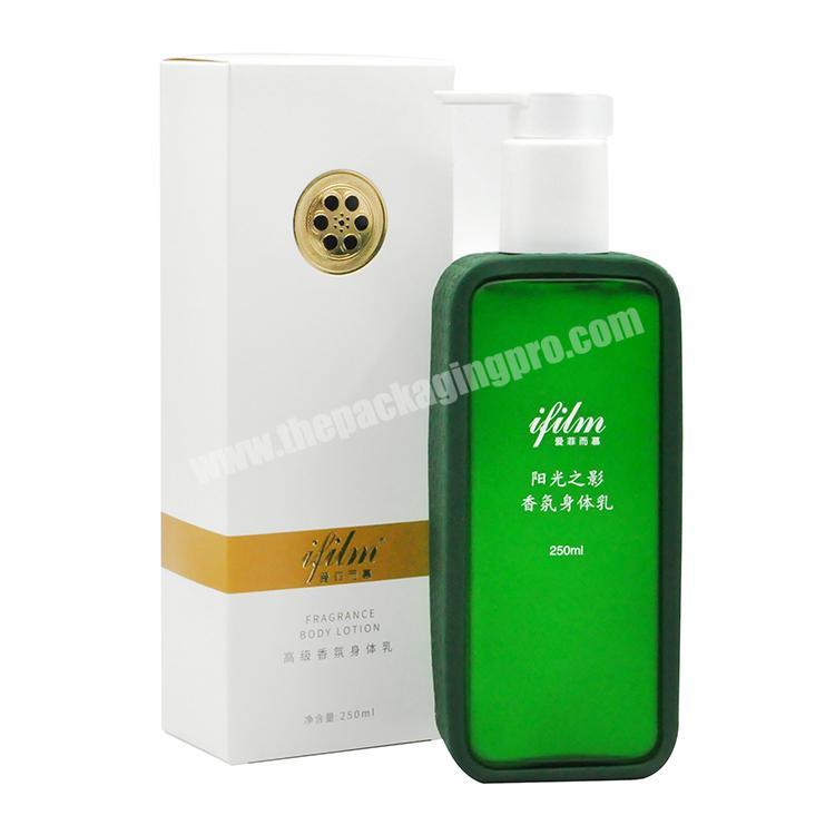 Factory wholesale custom gift cosmetic liquid bottle packaging carton shampoo shower gel