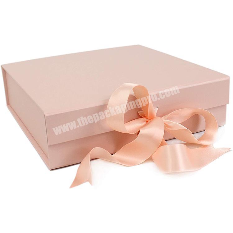 Foldable Cardboard Birthday Cosmetics Lip Gloss Set Pink Paper Gift Boxes With Ribbon