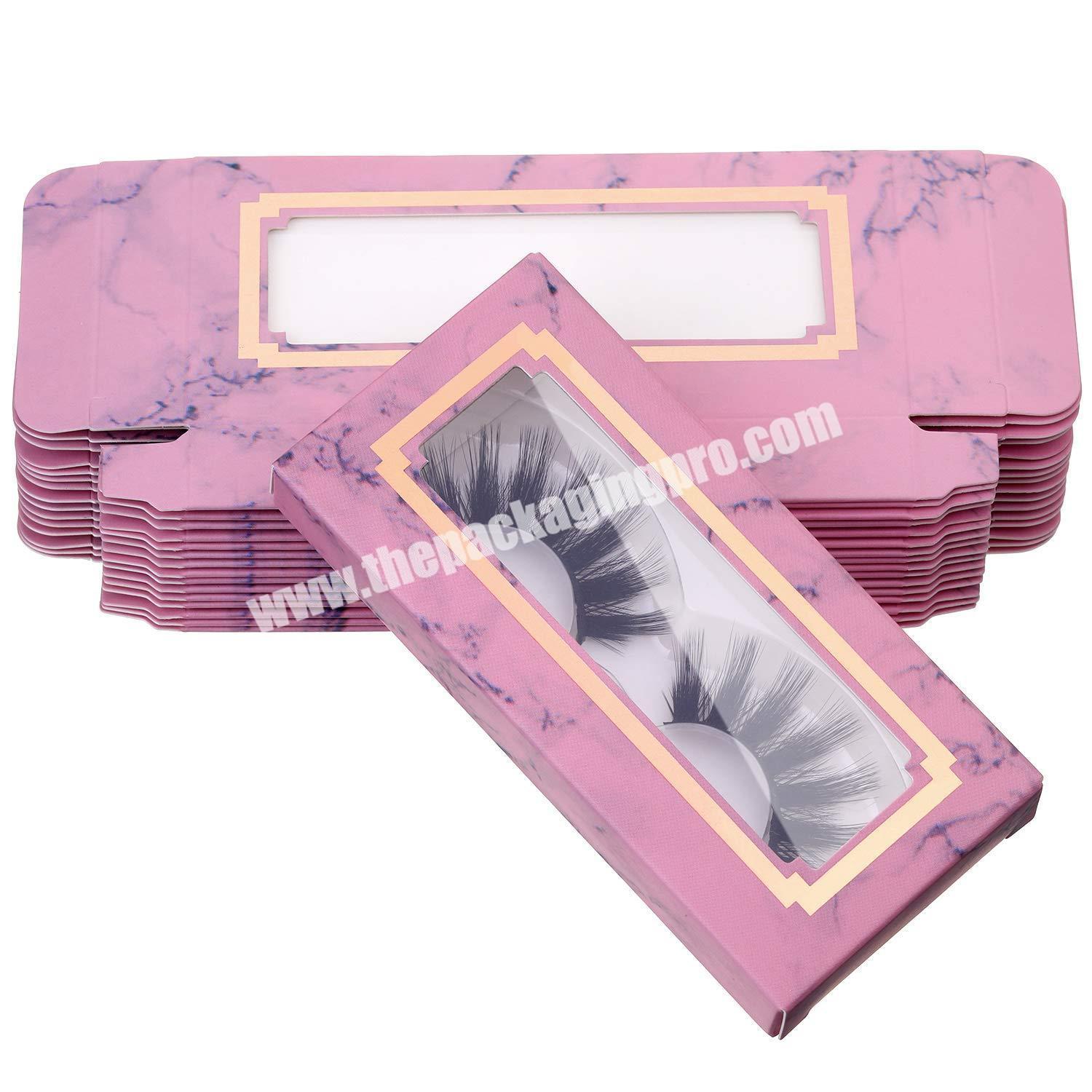 Foldable Custom Logo Cardboard Pink Eyelash Cosmetic Paper Package Boxes With Window