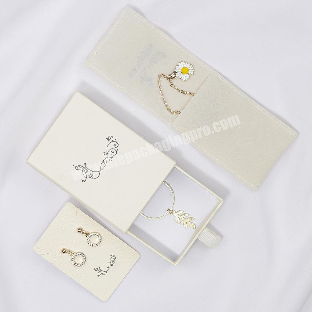 Free Samples Necklace Square Packaging Gift Exquisite Beige Custom Logo Jewelry Box Drawer Set