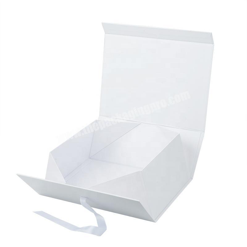 High Quality Customized Logo Luxury Packaging Personalized White Foldable Jewelry Gift Magnetic Paper Box With Ribbon