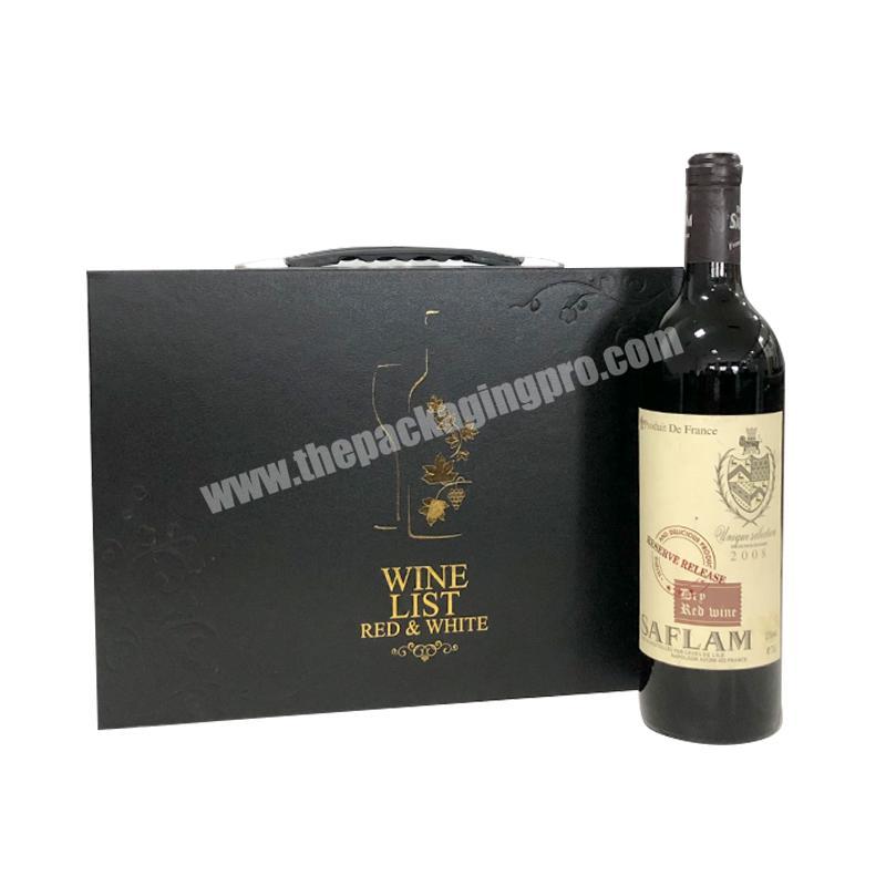 Luxury High Quality Custom Logo Printed Recycled Eco-friendly Black Gift Box Cardboard Wine Packaging Box
