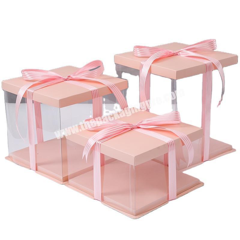 High Quality Luxury Disposable Transparent Square Plastic Cake Box
