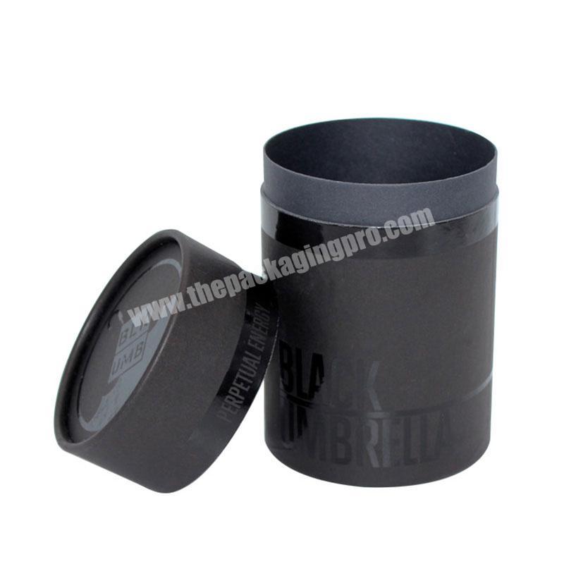 High end custom scented candle storage gift box in black rigid candle packaging paper tube with spot UV logo