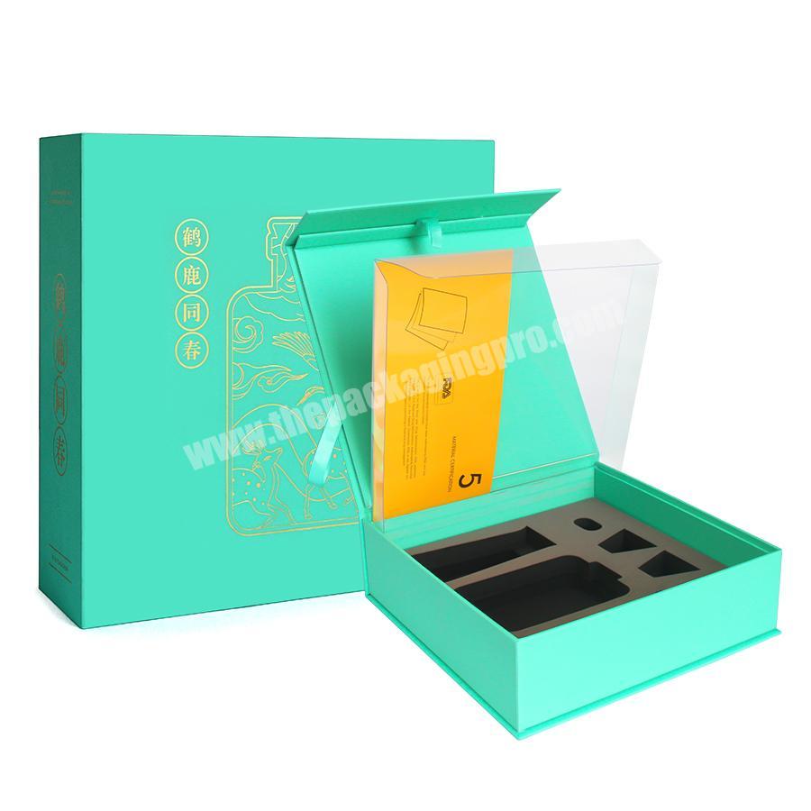 High quality luxury Cosmetic green color  OEM cardboard box for gift packaging