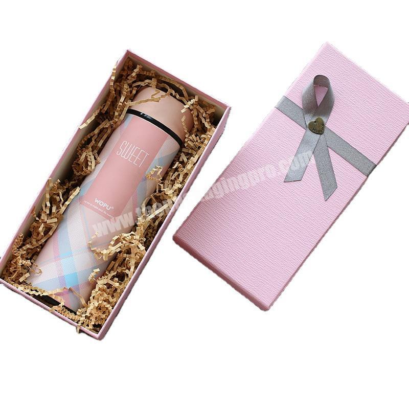 Wholesale eco-friendly handmade cardboard paper packaging gift box with ribbon for bottles