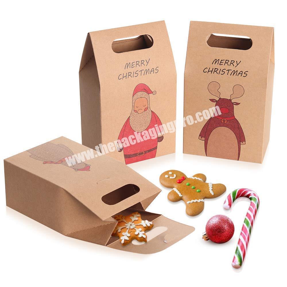 Hot-selling Custom Logo Cute Kraft Paper Christmas Gift Candy Boxes Candy Gift Box With Handle