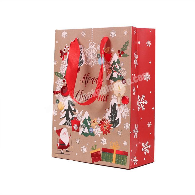Kraft paper gift bag bread white Christmas holiday gift elk christmas tree package bag