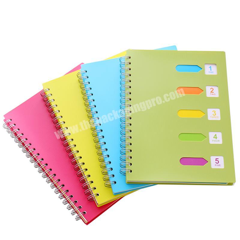 Loose-leaf plastic clear covers jotter colorful index notebook with colored index tab divider