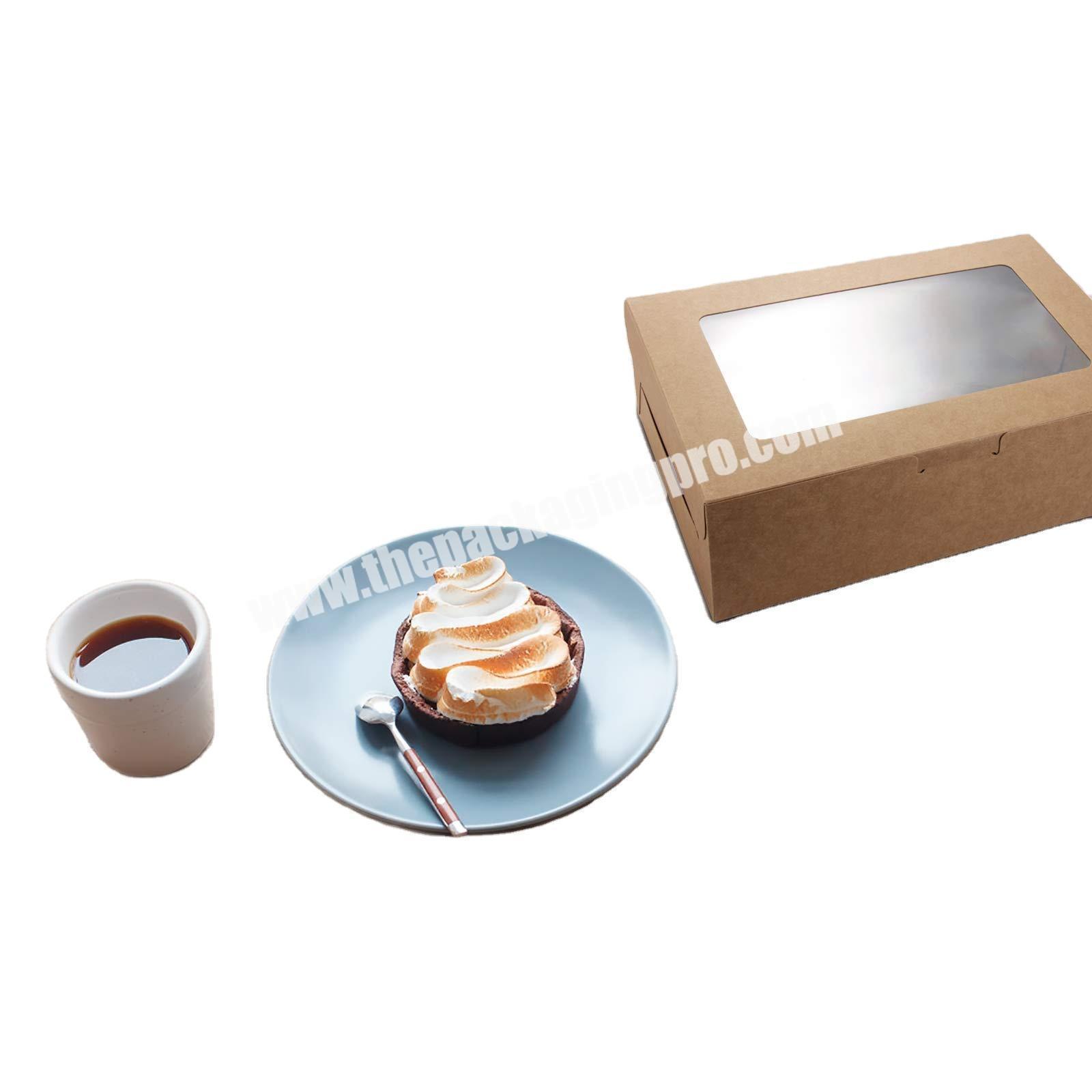 Luxury Eco-friendly Kraft Paper  6 CountsBrown Bakery Cookie Pie Packing Boxes With Window