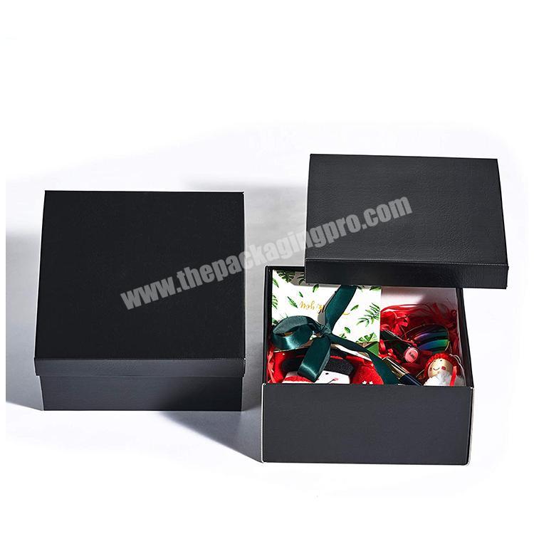 Luxury Elegant Black Rigid Paper Gift Packaging Wedding Christmas Gift Box With Cover