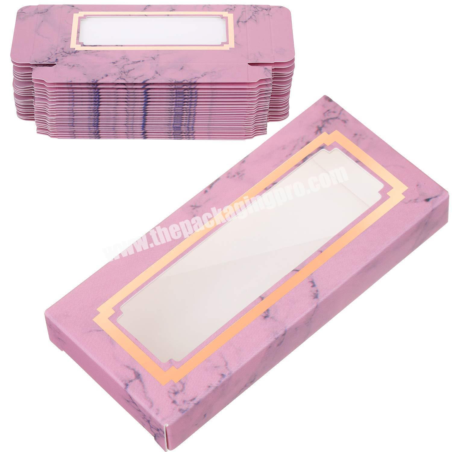 Luxury Fashionable White Cardboard Eco-friendly Pink Eyelashes Packaging Paper Box