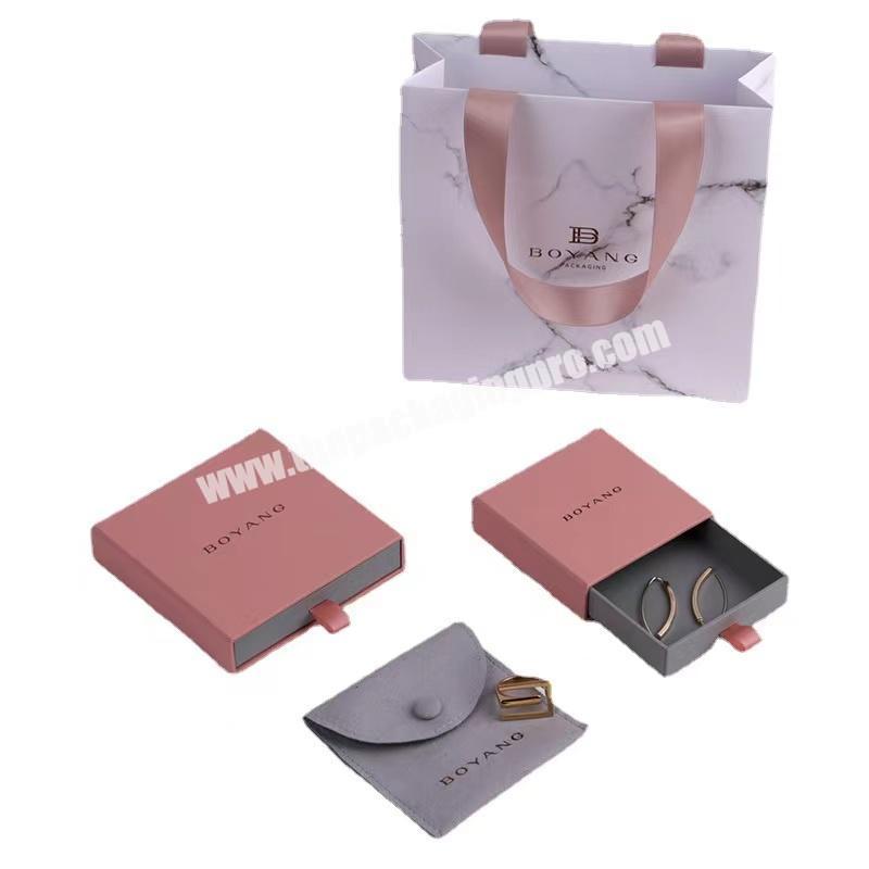 Luxury custom logo paper drawer necklace jewelry bracelet packaging earring jewelry gift set box