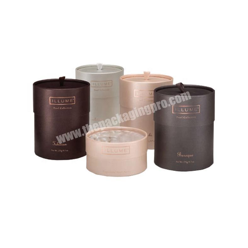 Luxury custom logo print disposable packaging tube candle paper tube wedding black small gift paper packaging box