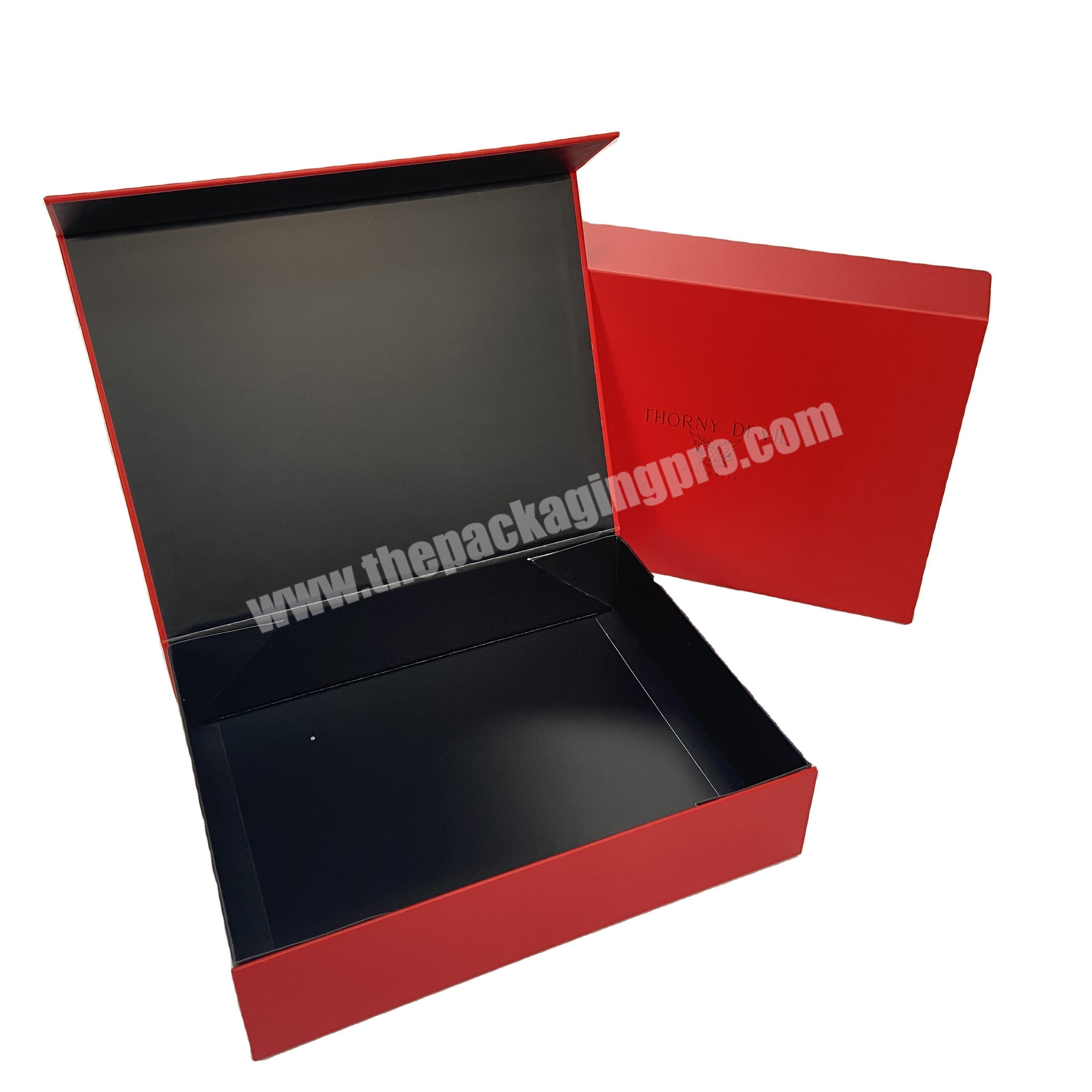 Luxury foldable book style magnetic gift box with logo paper packaging rigid customized cardboard box for clothing T-shirts