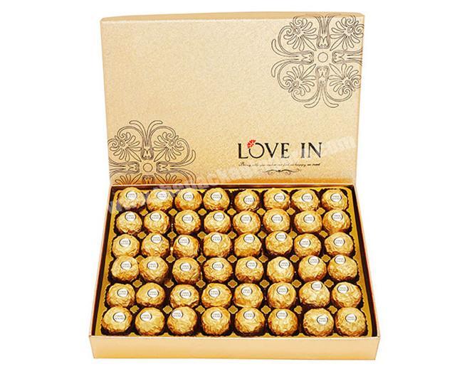 Luxury rigid fancy gold foil stamping logo square rectangle candy chocolate packaging box with insert