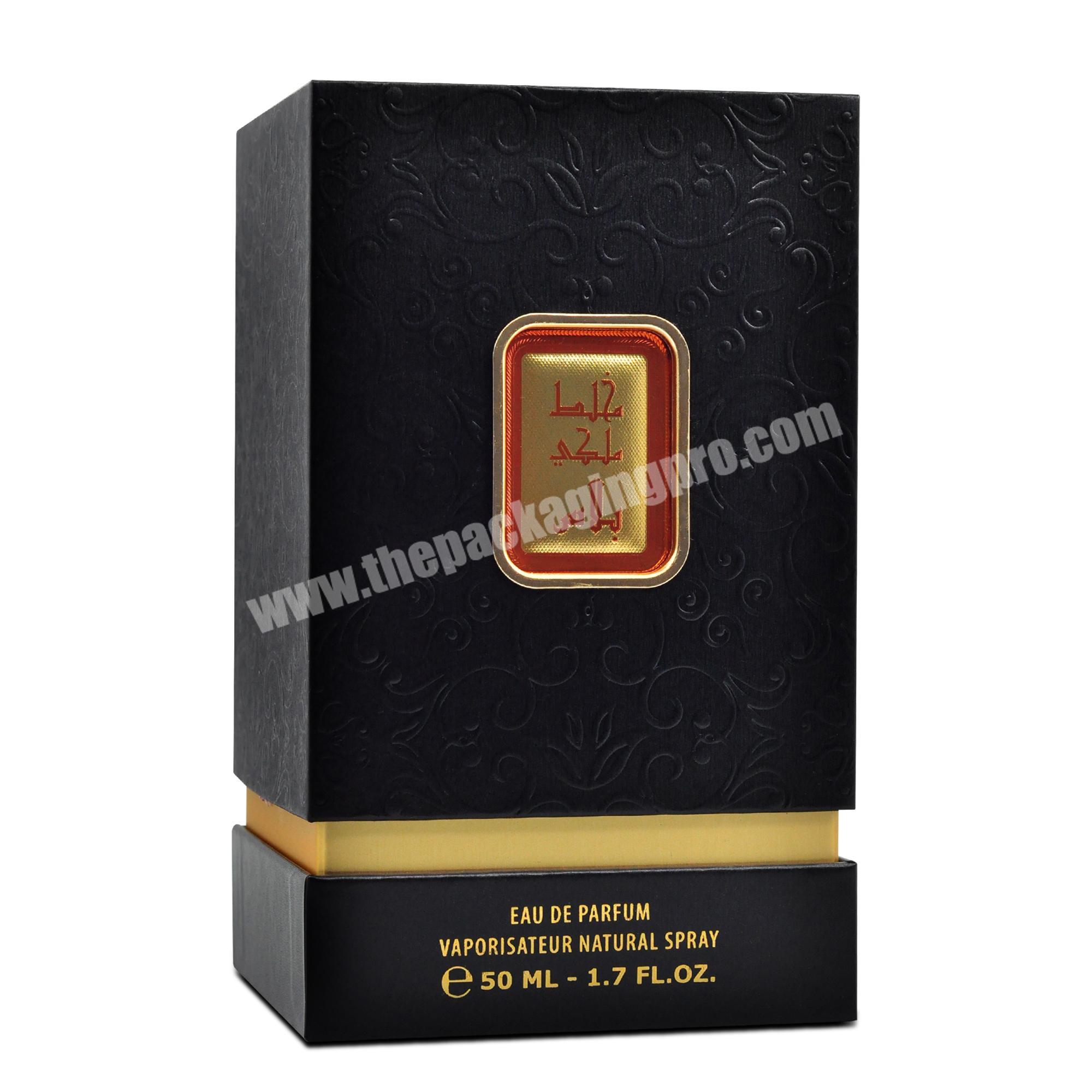 Manufacturer Directly Empty Custom Embossing Logo Gift Box Perfume Box Rigid Paper Luxury Black Beauty Packaging Art Paper 1000