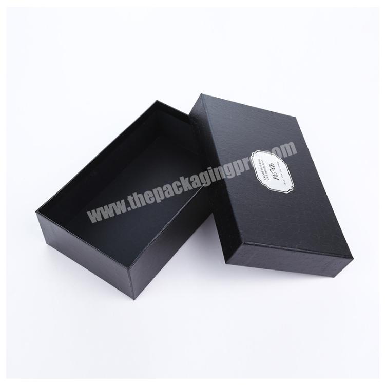 Matte Black Gift Box with Lid Rigid Leather Belt box Packaging