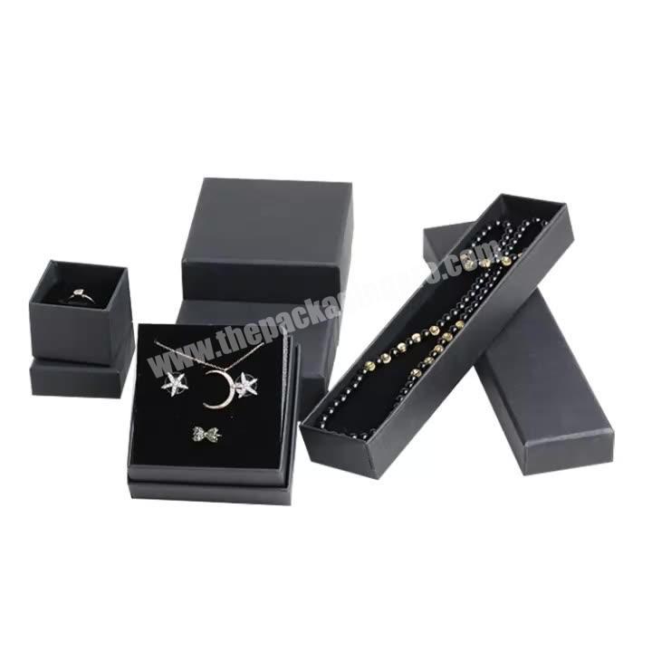 OEM Black Lid  Custom Logo Velvet Foam Packaging Small Earring Ring Jewelry Gift Paper Boxes Package Mens Bracelets