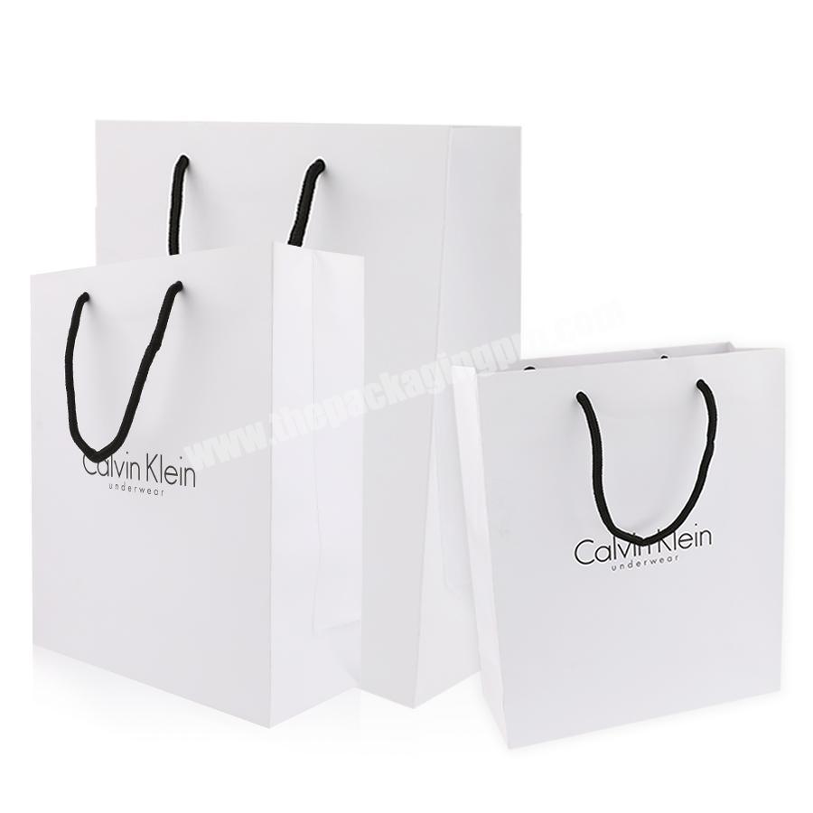 OEM Recycled Art White Large Retail Custom Logo Printed Made Package Clothing Store Shopping Gift Paper Bag Ribbon Handle