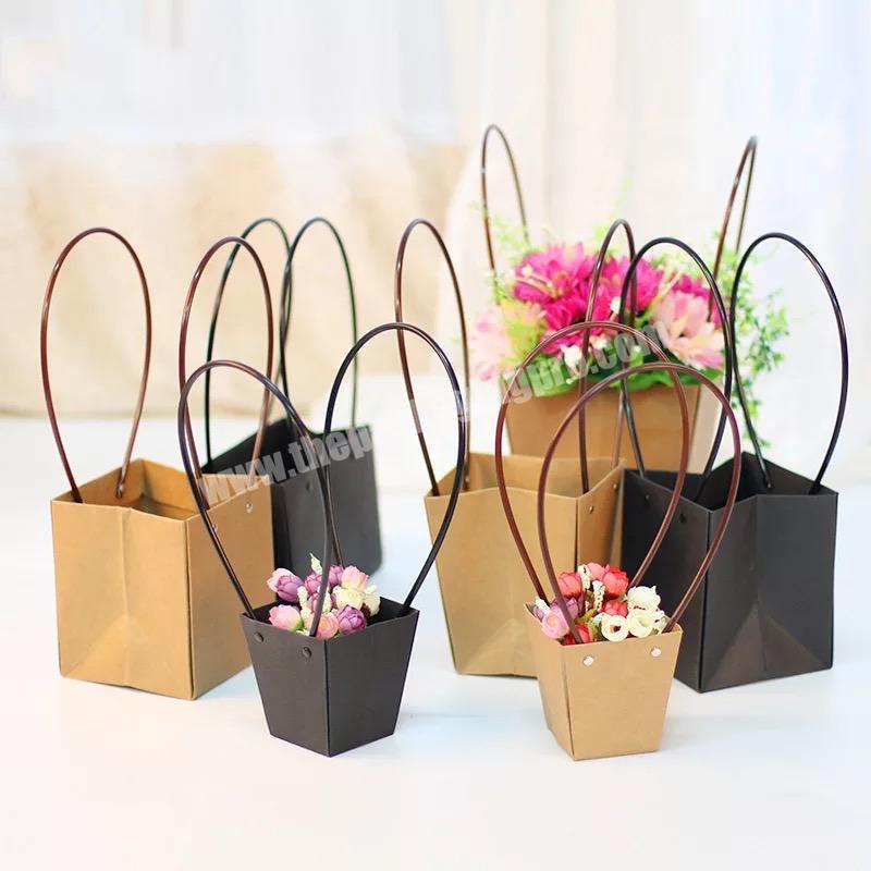 Portable Flower Box Waterproof Paper Handy Gift Bag Kraft Handbag Packaging Mini Suitcase Packaging Box