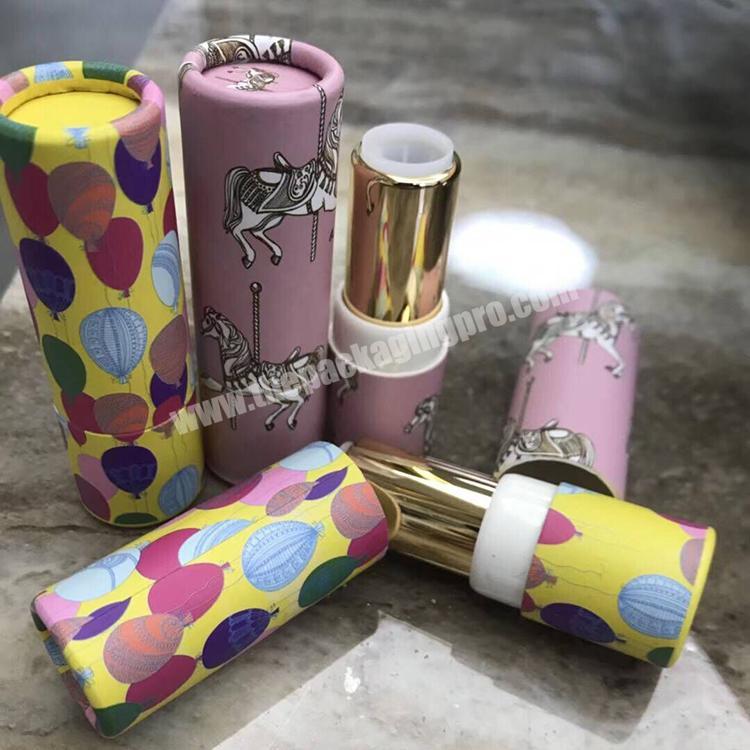 Profession custom cardboard makeup round paper tube cosmetic packaging tube for lip balm