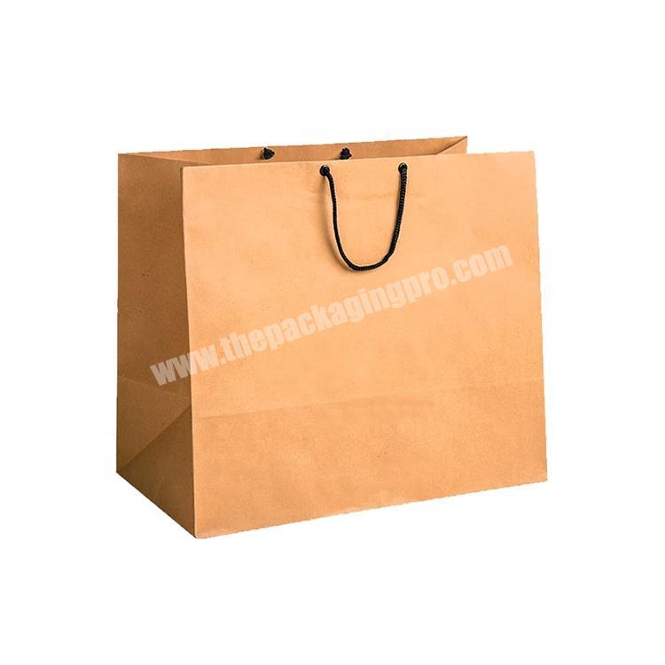Promotional biodegradable recycle craft paperbag ecological square bottom Brown Kraft paper bags with handles for coffee