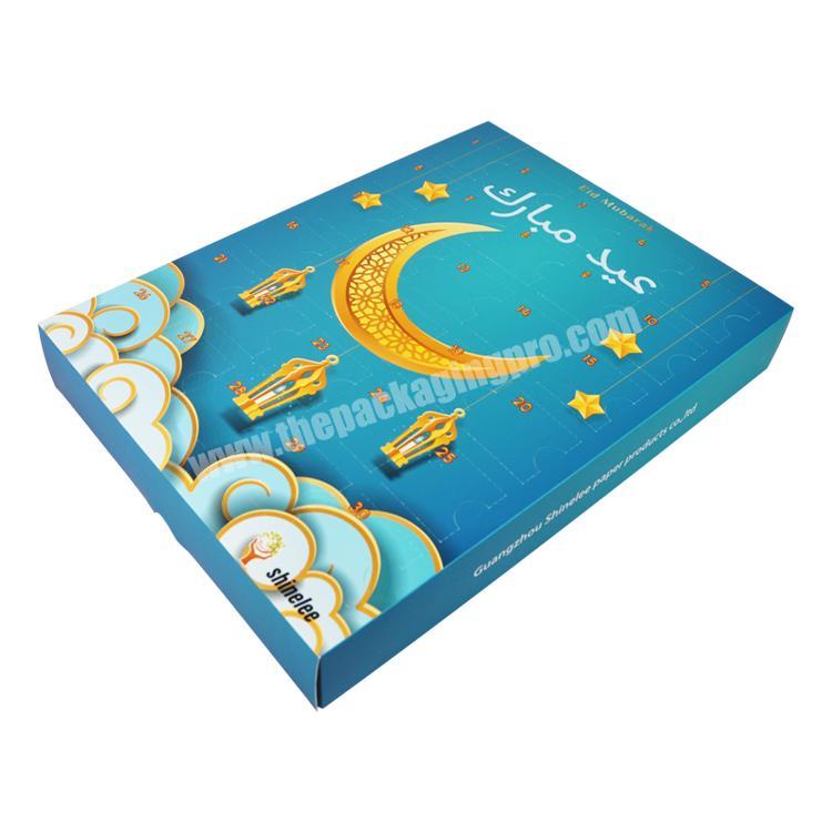 Supplier Muslim Design Simple Shaped Paper 30 Days Gift Set Ramadan Advent Calendar Packaging Box