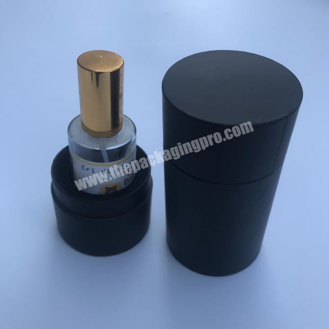 Recycled Round Matt Black Kraft Cosmetics Paper Tube Luxury Packaging Box with Flat Top  For Perfume Bottles