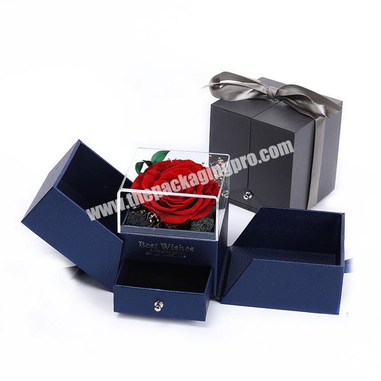 White Magnetic Mothers Day Small Flower Gift Box With Ribbon