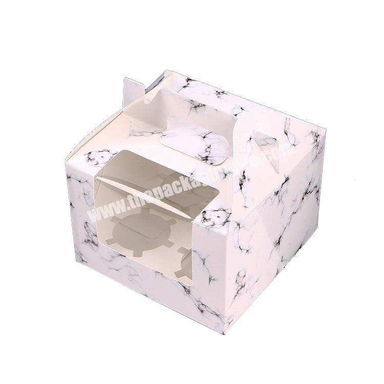 White Transparent Plastic Marble Craft Square Cake Box With Window