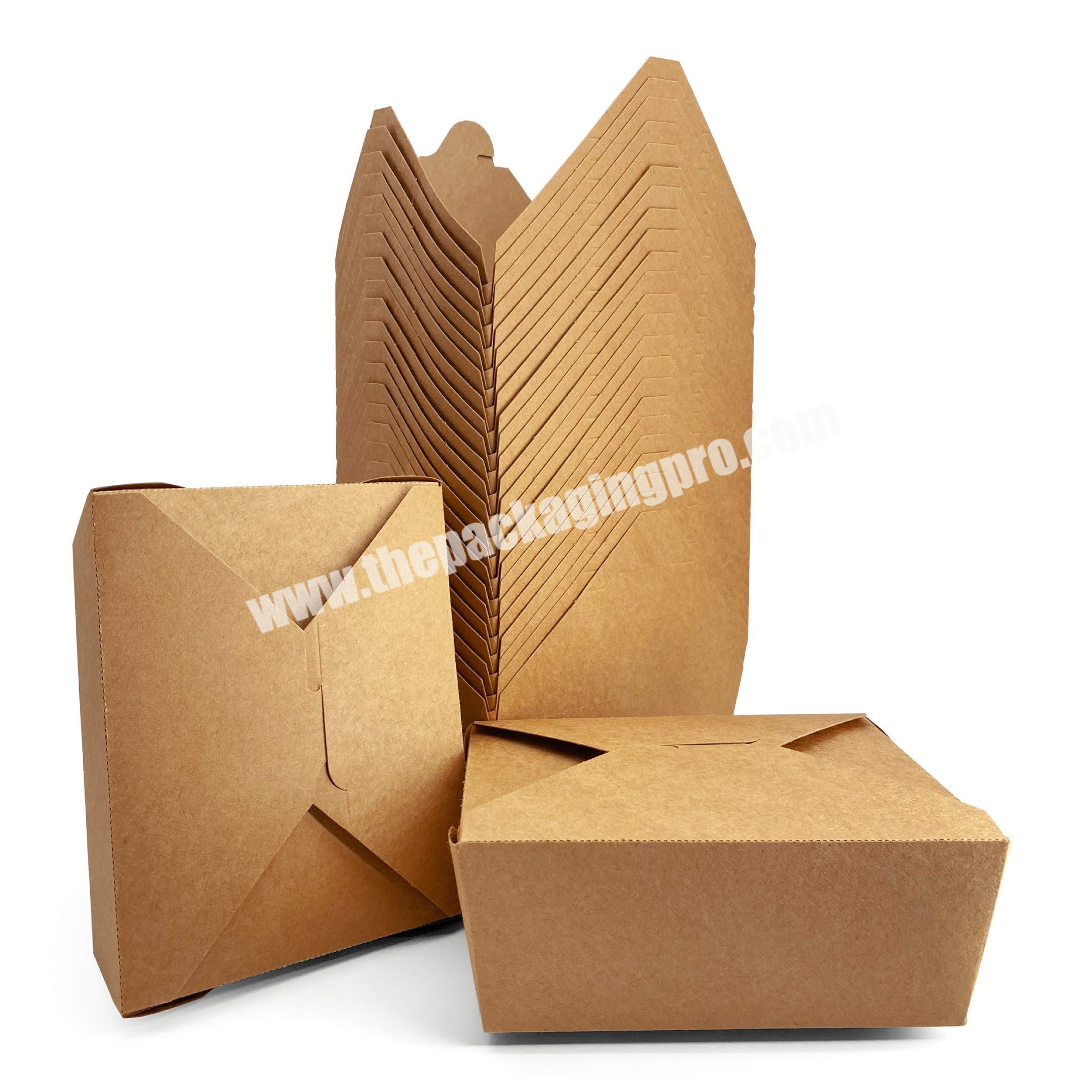 Wholesale Custom Logo Disposable Brown Kraft 76 oz Take Out Rectangle Paper Hot Food Containers
